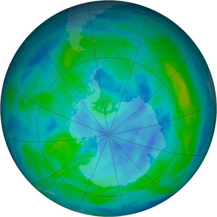 Antarctic ozone map for 30 March 1988
